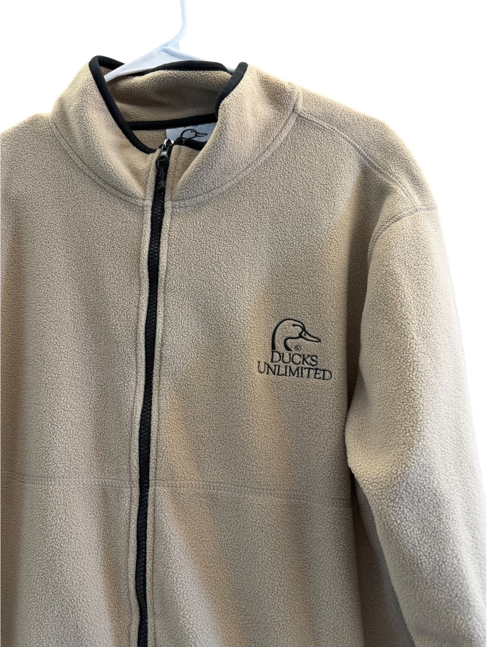 Ducks Unlimited Men's XL Tan Full Zip Fleece Jacket Hunting Outdoor